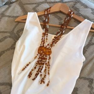 Gorgeous seed pearl/ amber necklace